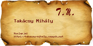 Takácsy Mihály névjegykártya